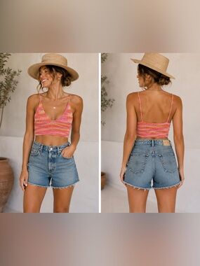 NWT AG Alexxis High Rise Denim Shorts Light Wash Raw Hem Distressed Womens 26R